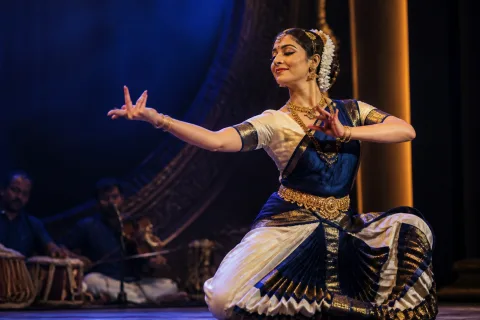 Indian classical dancer performing on stage