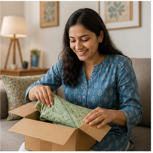 Customer unboxing a premium product order