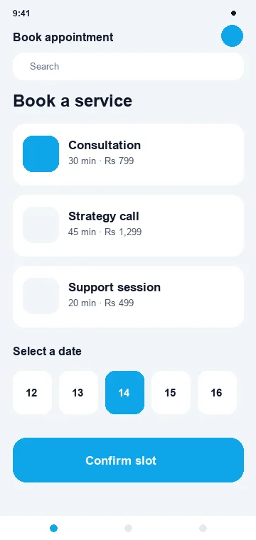 Confirmation mobile app interface