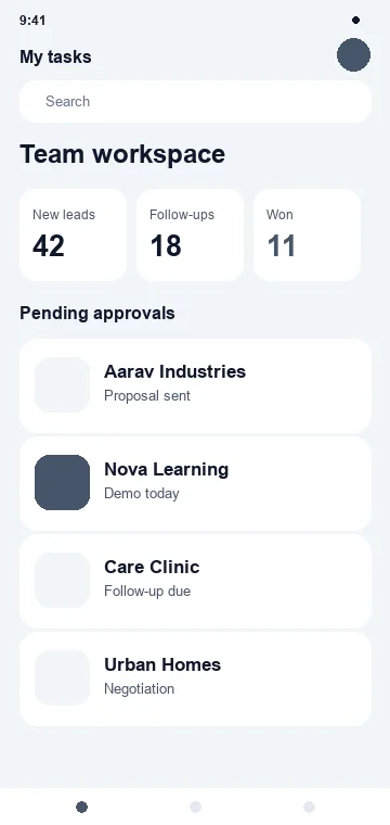 Tasks mobile app interface