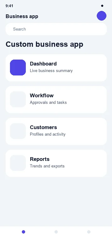 Prototype mobile app interface